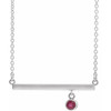 Lab Ruby Gem in Platinum Lab Ruby Bezel Set Bar 16 inch Necklace