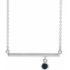 Lab Sapphire Gem in Platinum Lab  Sapphire Bezel Set Bar 16 inch Necklace