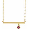 Created Ruby Necklace in 14 Karat Yellow Gold Lab Ruby Bezel Set Bar 18 inch Necklace