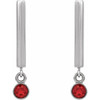 Sterling Silver Ruby Bar Earrings