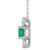 Created Emerald Necklace in Platinum Lab Emerald and 0.25 Carat Diamond 16 inch Necklace