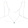 Lab Grown Emerald Gem set in 14 Karat White Goldand 0.25 Carat Diamond 16 inch Necklace