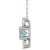 Sterling Silver  Blue Zircon and 0.20 Carat Diamond 16 inch Necklace