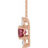 Lab Ruby Gem in 14 Karat Rose Gold Lab Ruby and 0.25 Carat Diamond 16 inch Necklace