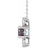 Created Alexandrite Necklace in Sterling Silver Lab Alexandrite and 0.25 Carat Diamond 16 inch Necklace