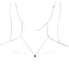 Created Sapphire Necklace in 14 Karat Rose Gold Lab Sapphire and 0.25 Carat Diamond 16 inch Necklace