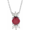 Lab Ruby Gem in Sterling Silver Lab Ruby and 0.25 Carat Diamond 16 inch Necklace