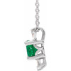 Lab Grown Emerald Gem set in 14 Karat White Goldand 0.16 Carat Diamond 16 inch Necklace