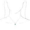 Lab Grown Emerald Gem set in 14 Karat White Goldand 0.16 Carat Diamond 16 inch Necklace