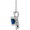 Created Sapphire Necklace in Sterling Silver Lab  Sapphire and 0.16 Carat Diamond 16 inch Necklace