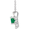 Created Emerald Necklace in Platinum Lab Emerald and 0.16 Carat Diamond 16 inch Necklace