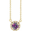 Created Alexandrite Necklace in 14 Karat Yellow Gold 3 mm  and .03 Carat Diamond 16 inch Necklace