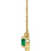 Lab Grown Emerald Gem set in 14 Karat Yellow Gold 3 mm Round Cut and .03 Carat Diamond 16 inch Necklace