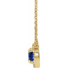 Created Sapphire Necklace in 14 Karat Yellow Gold 3 mm Round Lab Sapphire and .03 Carat Diamond 18 inch Necklace