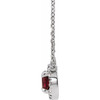 Created Ruby Necklace in Platinum 3 mm Round Lab Ruby and.03 Carat Diamond 18 inch Necklace
