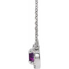 Lab Alexandrite Necklace in 14 Karat White Gold 3.5 mm  and .04 Carat Diamond 16 inch Necklace