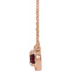 Lab Ruby Gem in 14 Karat Rose Gold 3.5 mm Round Lab Ruby and.04 Carat Diamond 16 inch Necklace