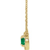 Lab Grown Emerald Gem set in 14 Karat Yellow Gold 3.5 mm Round Cut and .04 Carat Diamond 18 inch Necklace