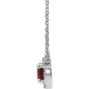Created Ruby Necklace in Platinum 3.5 mm Round Lab Ruby and.04 Carat Diamond 18 inch Necklace