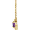 Created Alexandrite Necklace in 14 Karat Yellow Gold 4 mm  and .06 Carat Diamond 16 inch Necklace