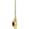 Created Ruby Necklace in 14 Karat Yellow Gold 4 mm Round Lab Ruby and.06 Carat Diamond 16 inch Necklace