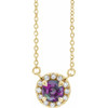 Created Alexandrite Necklace in 14 Karat Yellow Gold 4 mm  and .06 Carat Diamond 18 inch Necklace
