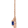Created Sapphire Necklace in 14 Karat Rose Gold 4 mm Round Lab Sapphire and .06 Carat Diamond 16 inch Necklace