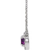 Created Alexandrite Necklace in Sterling Silver 4 mm  and .06 Carat Diamond 18 inch Necklace