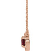 Lab Ruby Gem in 14 Karat Rose Gold 4.5 mm Round Lab Ruby and.06 Carat Diamond 18 inch Necklace