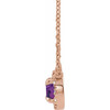 14 Karat Rose Gold Lab Alexandrite 4.5 mm  and .06 Carat Diamond 18 inch Necklace