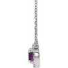 Lab Alexandrite Necklace in 14 Karat White Gold 5 mm and 0.10 Carat Diamond 18 inch Necklace