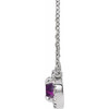 Created Alexandrite Necklace in Sterling Silver 5 mm  and 0.10 Carat Diamond 18 inch Necklace