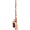 Lab Ruby Gem in 14 Karat Rose Gold 6 mm Round Lab Ruby and 0.20 Carat Diamond 16 inch Necklace