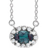 Lab Alexandrite Necklace in 14 Karat White Gold 5x3 mm Oval Lab Alexandrite and .05 Carat Diamond 16 inch Necklace