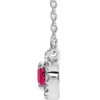 Lab Ruby Gem in 14 Karat White Gold 5x3 mm Oval Lab Ruby and .05 Carat Diamond 18 inch Necklace