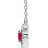 Created Ruby Necklace in Platinum 5x3 mm Oval Lab Ruby and .05 Carat Diamond 16 inch Necklace