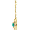 Lab Grown Emerald Gem set in 14 Karat Yellow Gold 6x4 mm Oval Cut and 0.10 Carat Diamond 16 inch Necklace