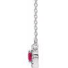 Created Ruby Necklace in Platinum 6x4 mm Oval Lab Ruby and 0.10 Carat Diamond 18 inch Necklace