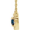 Created Sapphire Necklace in 14 Karat Yellow Gold 7x5 mm Oval Lab Sapphire and 0.16 Carat Diamond 18 inch Necklace