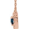 Created Sapphire Necklace in 14 Karat Rose Gold 7x5 mm Oval Lab Sapphire and 0.16 Carat Diamond 16 inch Necklace