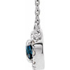 Lab Sapphire Gem in Sterling Silver 7x5 mm Oval Lab  Sapphire and 0.16 Carat Diamond 16 inch Necklace