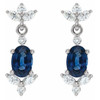 Platinum Lab Grown Blue Sapphire and 0.33 Carat Natural Diamond Earrings