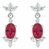 Sterling Silver Lab Grown Ruby and 0.33 Carat Natural Diamond Earrings