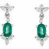 Sterling Silver Lab Grown Emerald and 0.33 Carat Natural Diamond Earrings