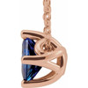 Created Sapphire Necklace in 14 Karat Rose Gold 4.5x4.5 mm Square Lab Sapphire Solitaire 16 inch Necklace