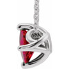Created Ruby Necklace in Platinum 5 mm Square Lab Ruby Solitaire 16 inch Necklace