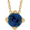 Created Sapphire Necklace in 14 Karat Yellow Gold 5 mm Round Lab Sapphire Solitaire 16 inch Necklace