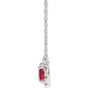 Lab Ruby Gem in Sterling Silver 5x3 mm Pear Lab Ruby and 0.12 Carat Diamond 18 inch Necklace