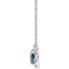 Created Alexandrite Necklace in 14 Karat White Gold 6x4 mm Pear Lab Alexandrite and 0.16 Carat Diamond 16 inch Necklace