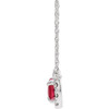 Lab Ruby Gem in 14 Karat White Gold 6x4 mm Pear Lab Ruby and 0.16 Carat Diamond 18 inch Necklace